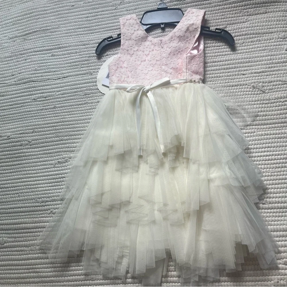 NWT Pink Formal Tulle Tiered Size 4 Dress